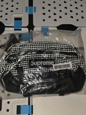 Supreme Black Reflective Grid Waist Bag